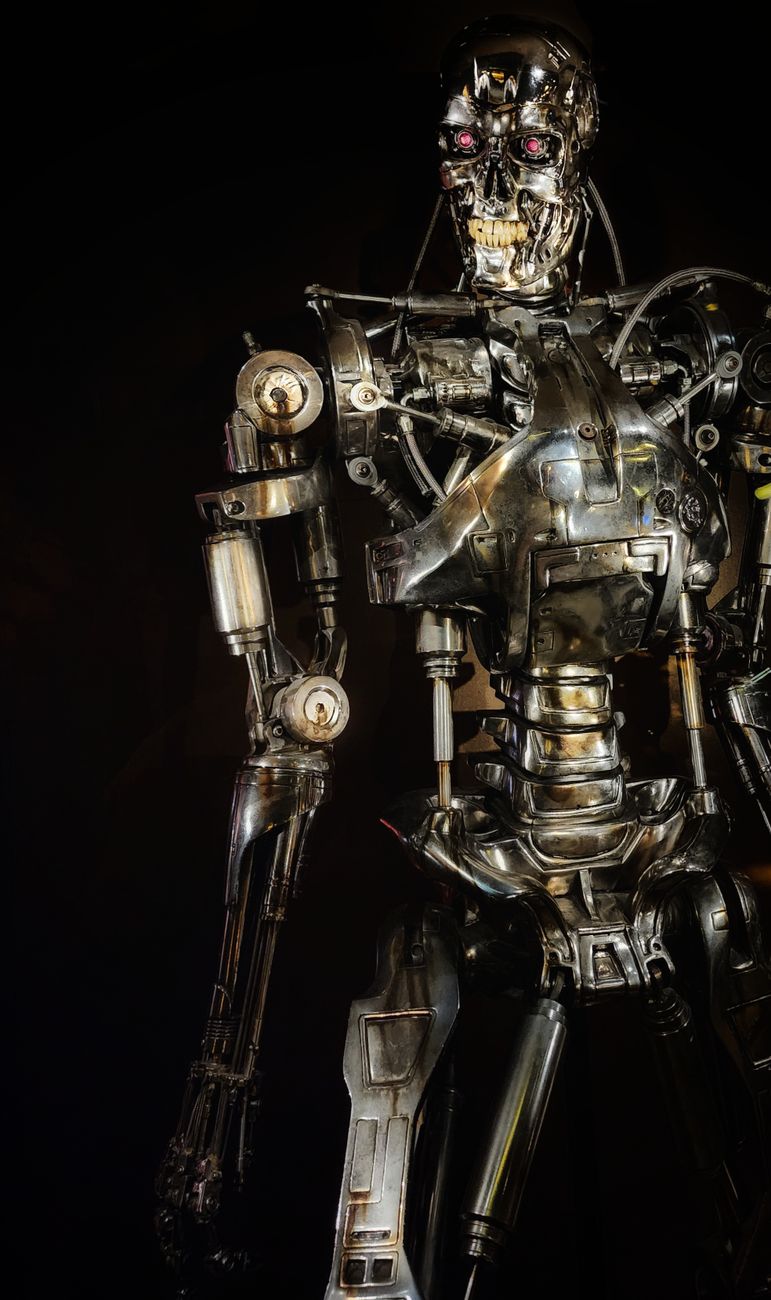 futuristic metal robot with detailed anatomy